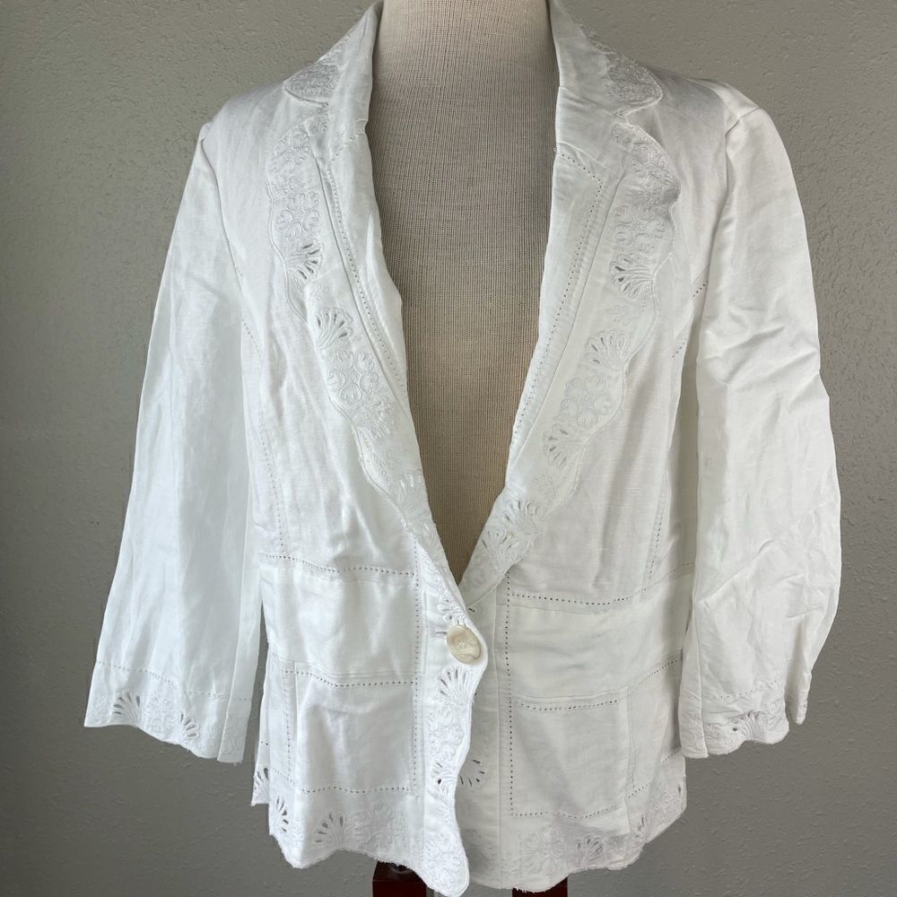 NWT Bandolino White Linen Blend Jacket Size 12